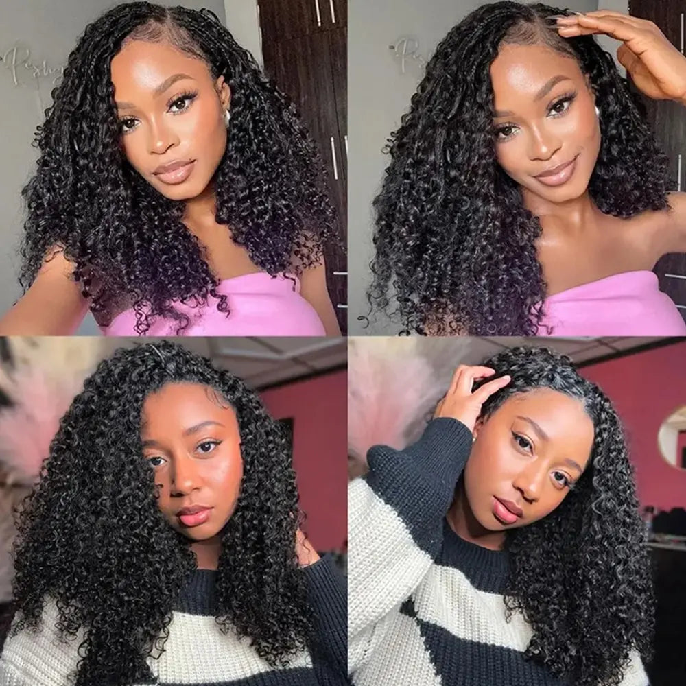 Vital-Habitat™ Premium Burmese Curly Crochet Human Hair – Knotless Pre-Separated Kinky Curly Hair Extensions for Braiding (Natural Black)