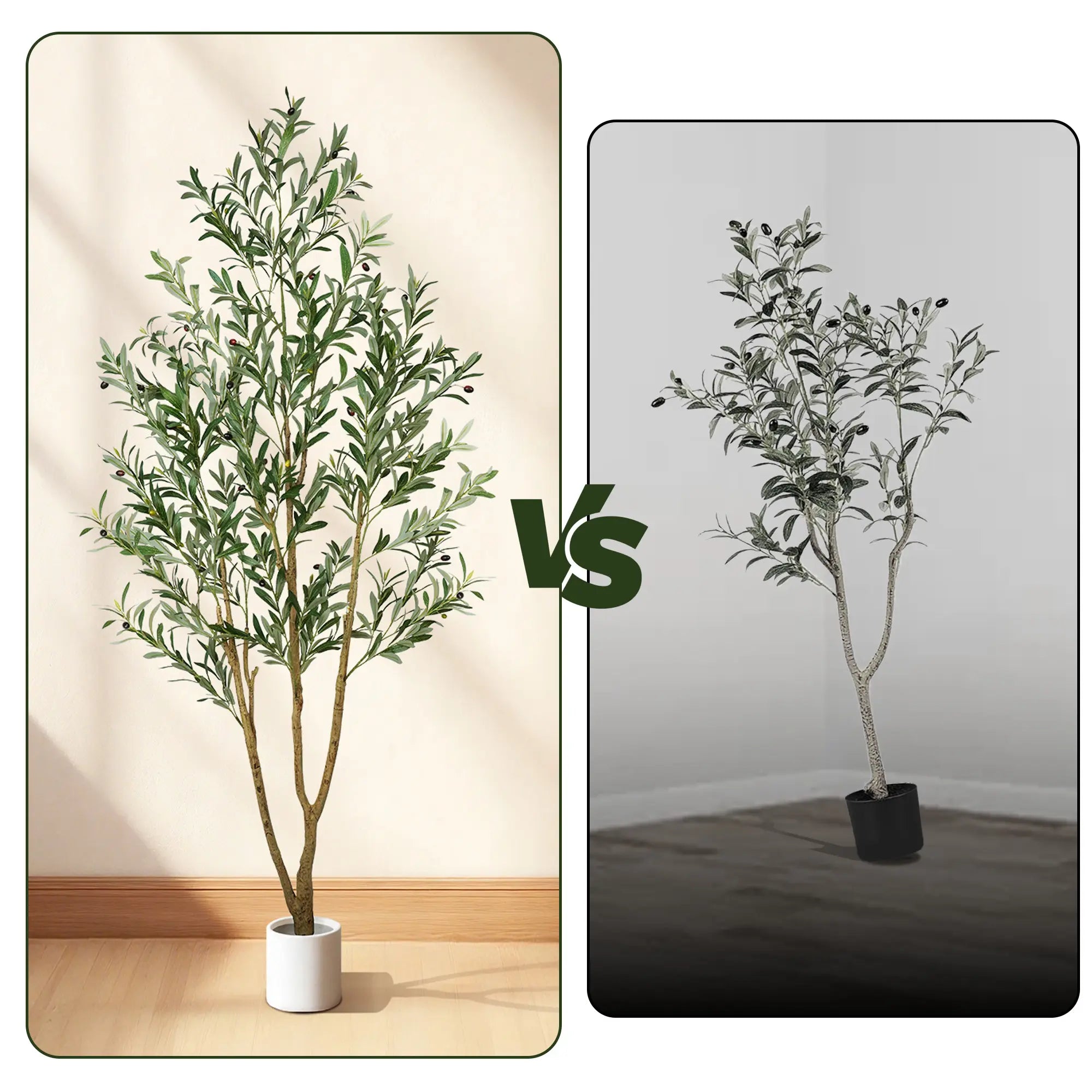 Vital-Habitat™ Lifelike Artificial Olive Tree in Modern White Pot – 5/6/7 FT Faux Silk Indoor Plant for Home & Office Decor