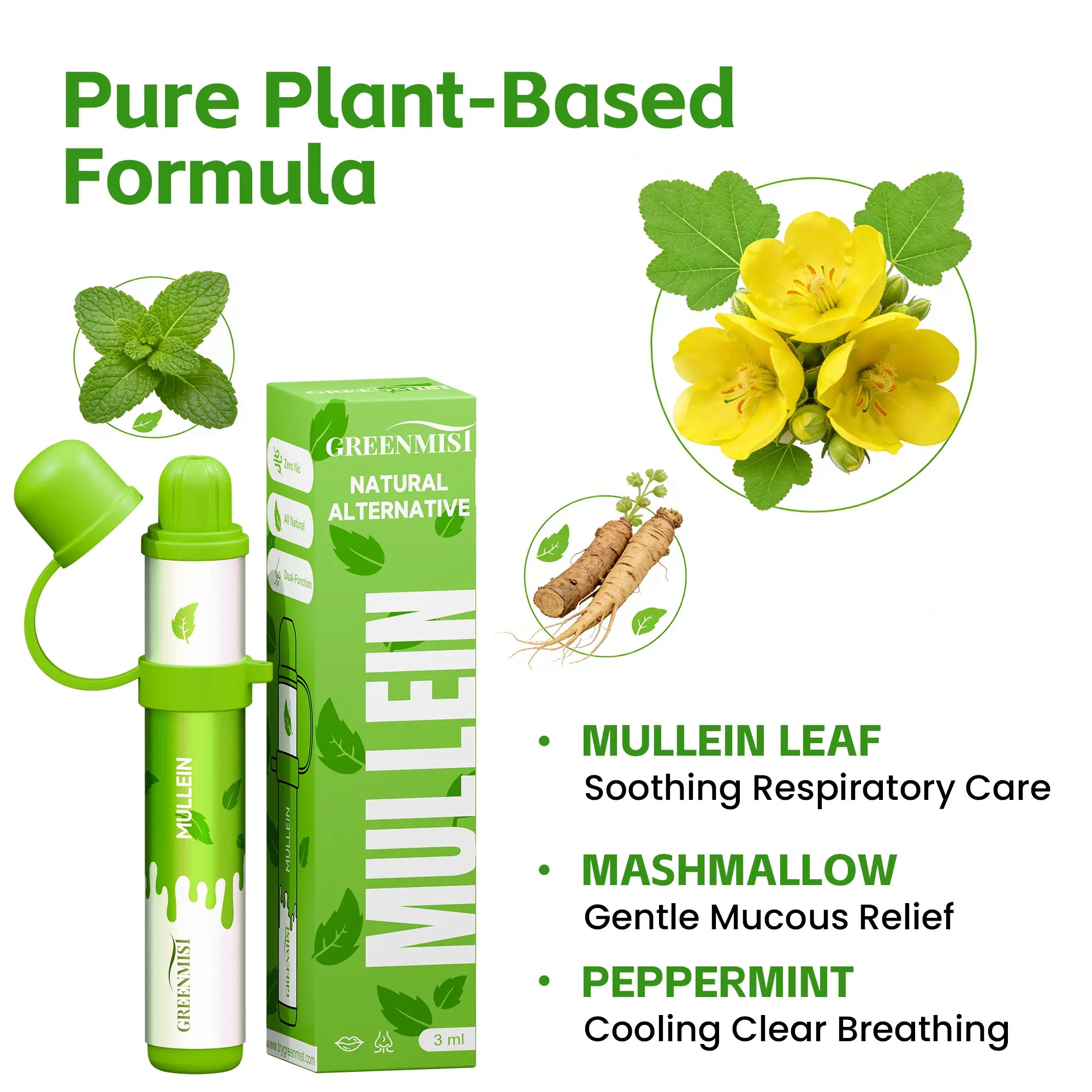 Vital-Habitat™ Greenmist Nasal Inhaler Stick – Portable Essential Oil Aromatherapy for On-the-Go Refreshment & Focus