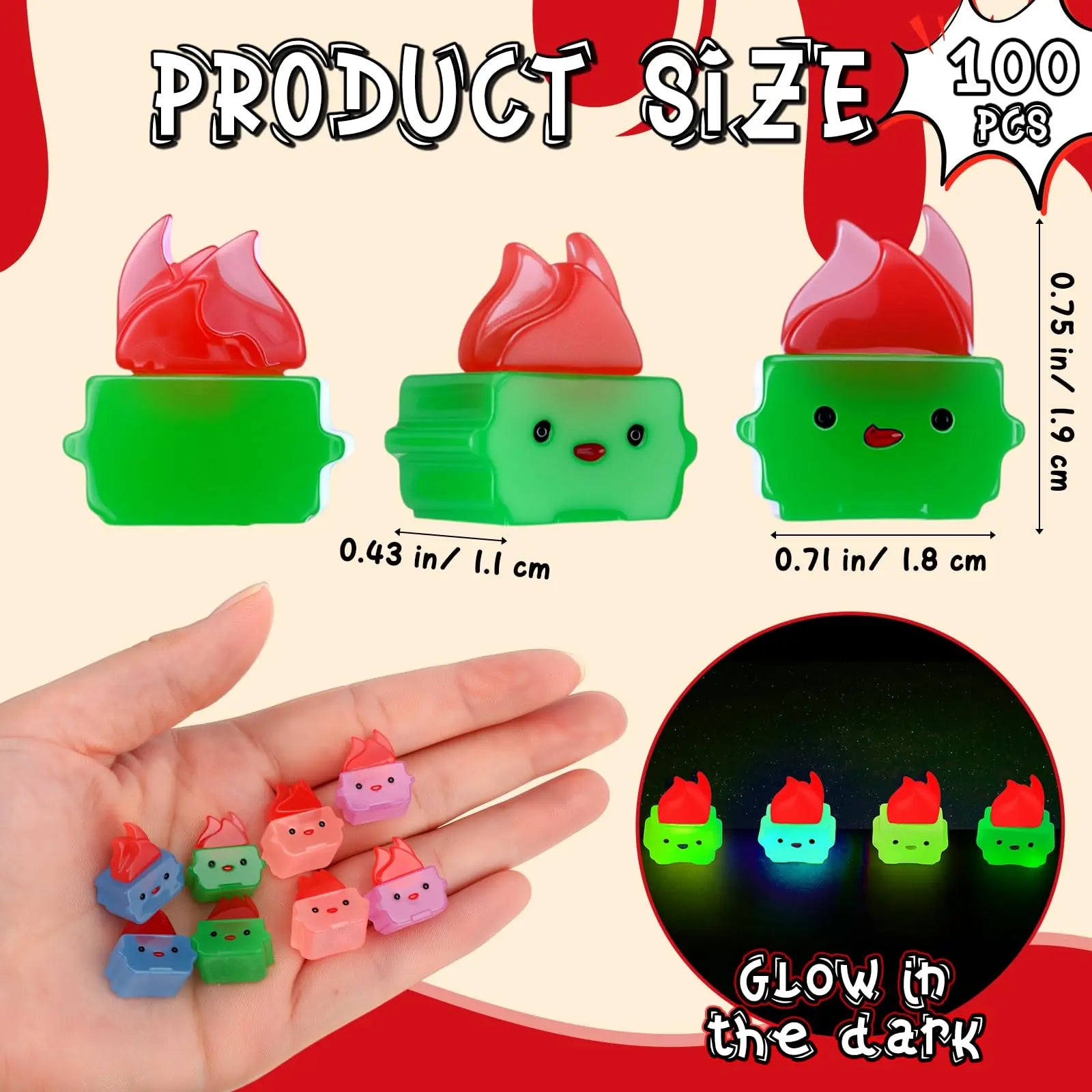 Vital-Habitat™ Mini Luminous Dumpster Fire Ornaments – Glow in the Dark Emotional Support Desk Figures for Coworkers & Office Decor (50/100 Pcs)