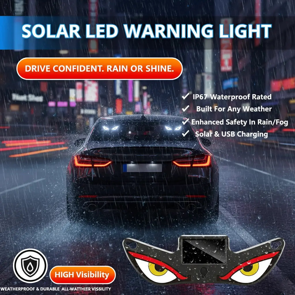 Vital-Habitat™ Dynamic LED Car Rear Window Display – Programmable Vampire Devil Eye Emoji Panel & Scrolling Message Screen with Solar & Type-C Charging