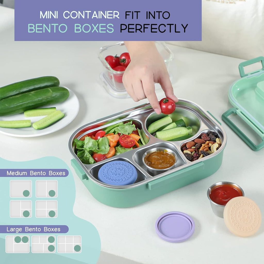 Vital-Habitat™ Premium Stainless Steel Salad Dressing Containers (Set of 8) – 2.4oz Leakproof To-Go Sauce Cups with Silicone Lids