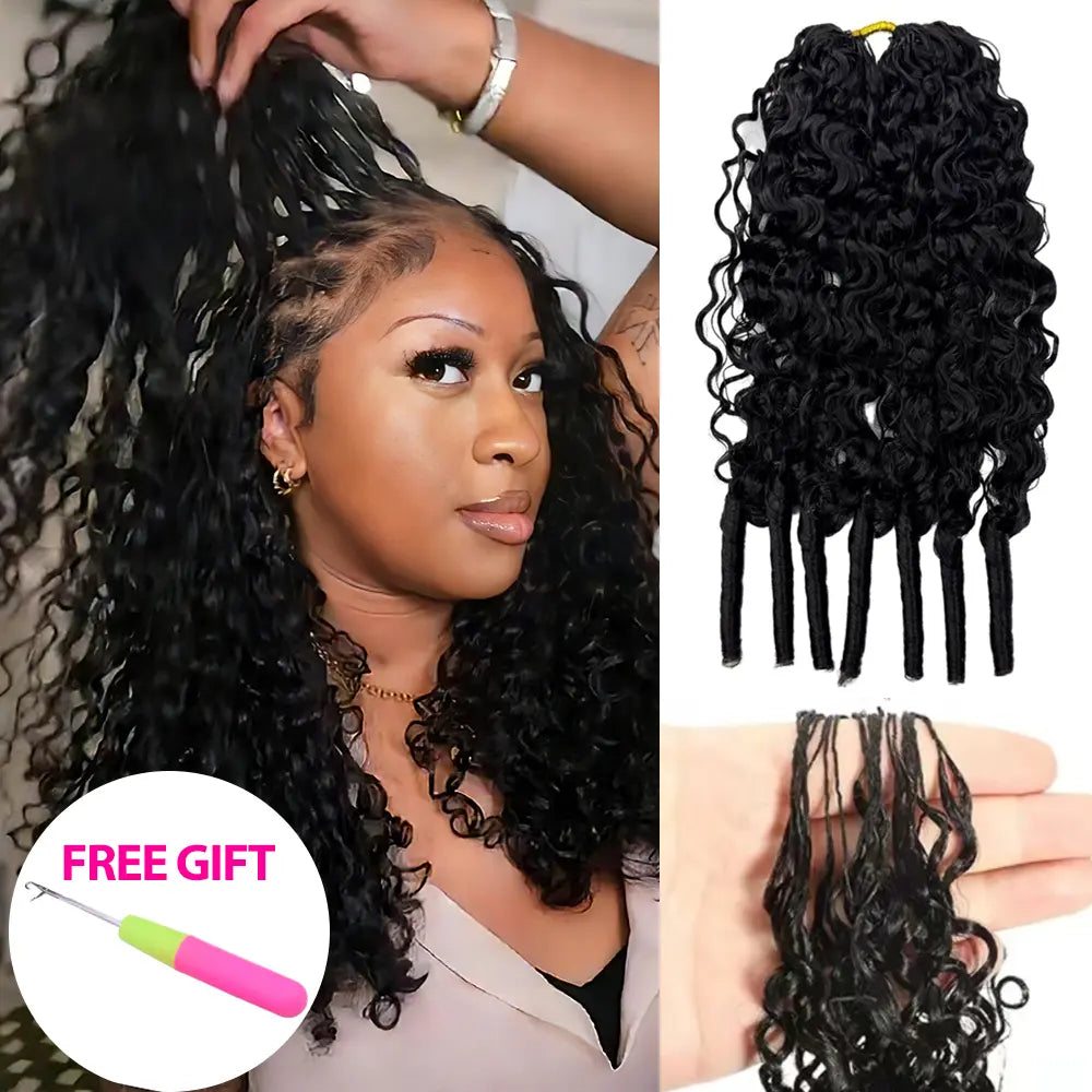 Vital-Habitat™ Premium Burmese Curly Crochet Human Hair – Knotless Pre-Separated Kinky Curly Hair Extensions for Braiding (Natural Black)