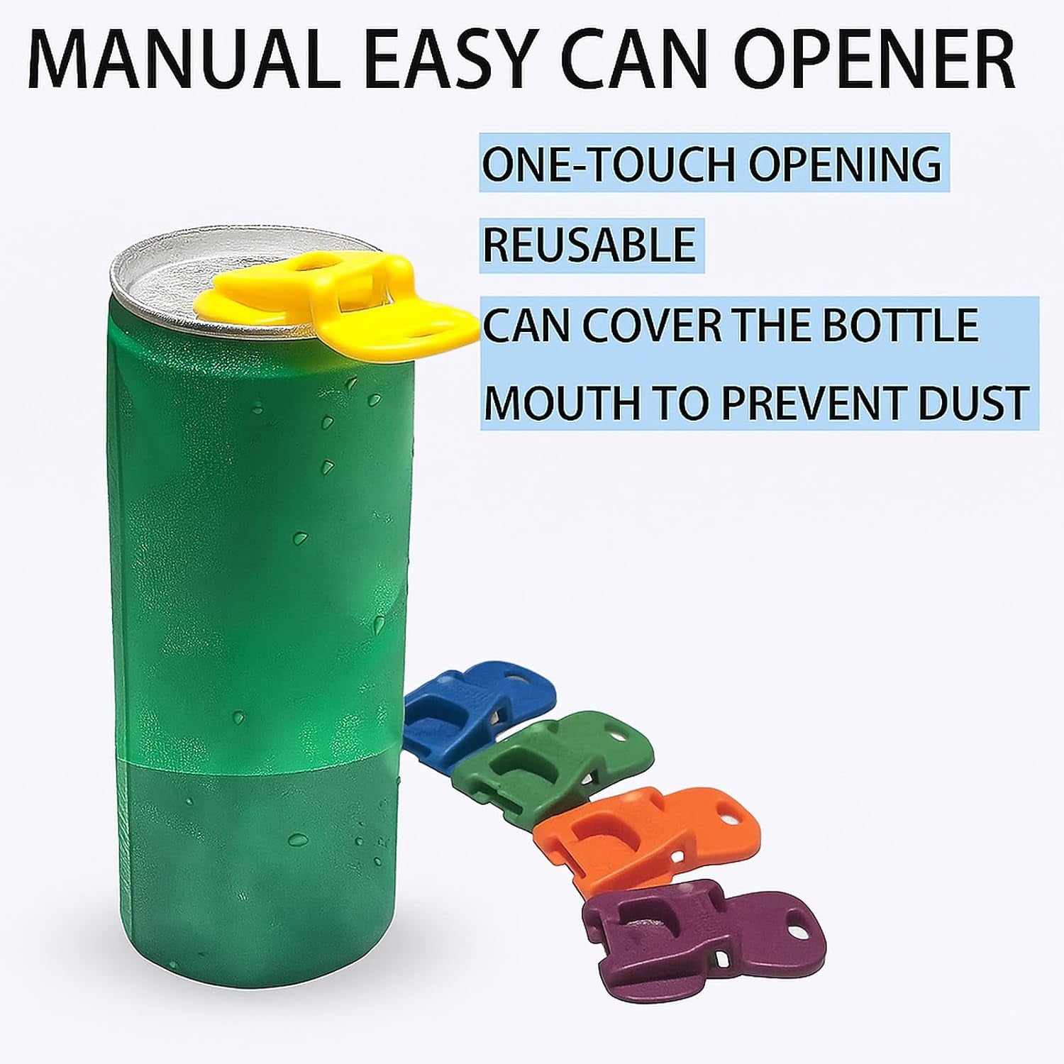 Vital-Habitat™ 6-Pack Easy-Open Can Tab Lever & Beverage Barricade – Nail-Saver Soda Opener with Rotating Dust-Proof Cover