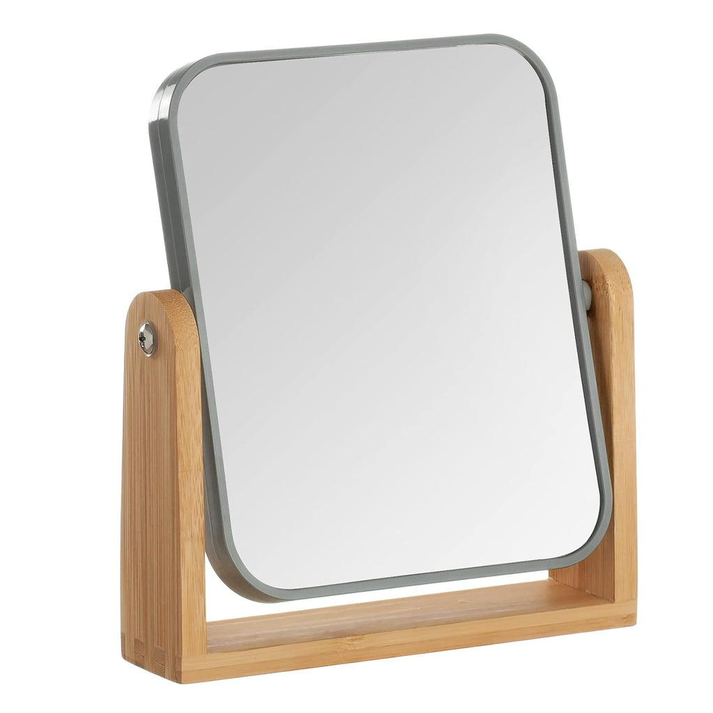 Vital-Habitat™ Eco-Friendly Bamboo Vanity Mirror – 3X Magnifying Double-Sided 360° Rotating Desk Mirror for Makeup & Shaving