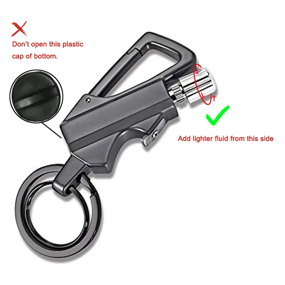 Vital-Habitat™ 3-in-1 Utensils Multi-Tool Keychain – Portable Pocket Bottle Opener & Refillable Emergency Lighter EDC Gear