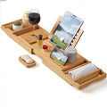 Vital-Habitat™ Luxury Expandable Bamboo Bathtub Caddy – Universal Spa Tray with Tablet Stand, Wine Glass Holder & Anti-Slip Grips