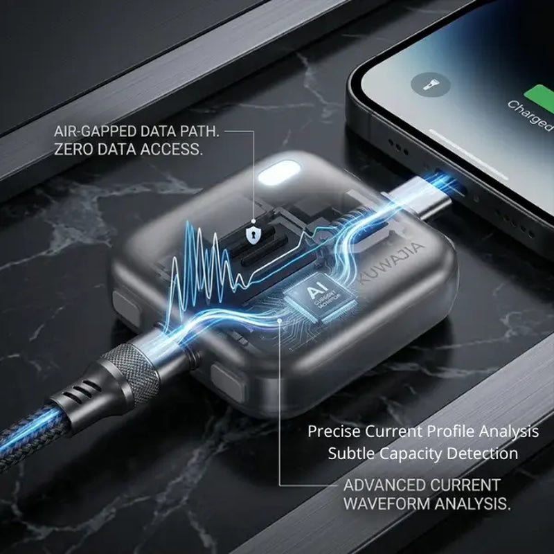 Vital-Habitat™ 140W AI Physical-Disconnect Battery Guard – Smart Auto-Stop USB-C Charging Protector for iPhone, Laptops & Tablets (Safe Overnight Charging)