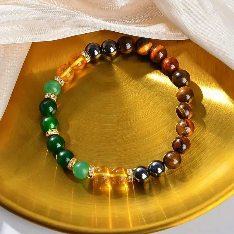 Vital-Habitat™ Money Bracelet with Black Onyx & Tiger's Eye – Luck & Protection Bracelet to Attract Wealth, Abundance, and Prosperity