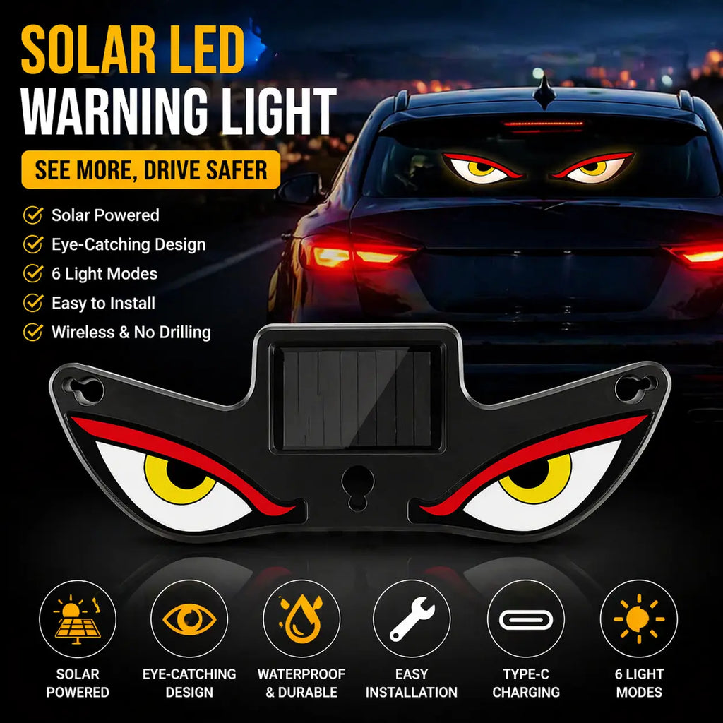 Vital-Habitat™ Dynamic LED Car Rear Window Display – Programmable Vampire Devil Eye Emoji Panel & Scrolling Message Screen with Solar & Type-C Charging