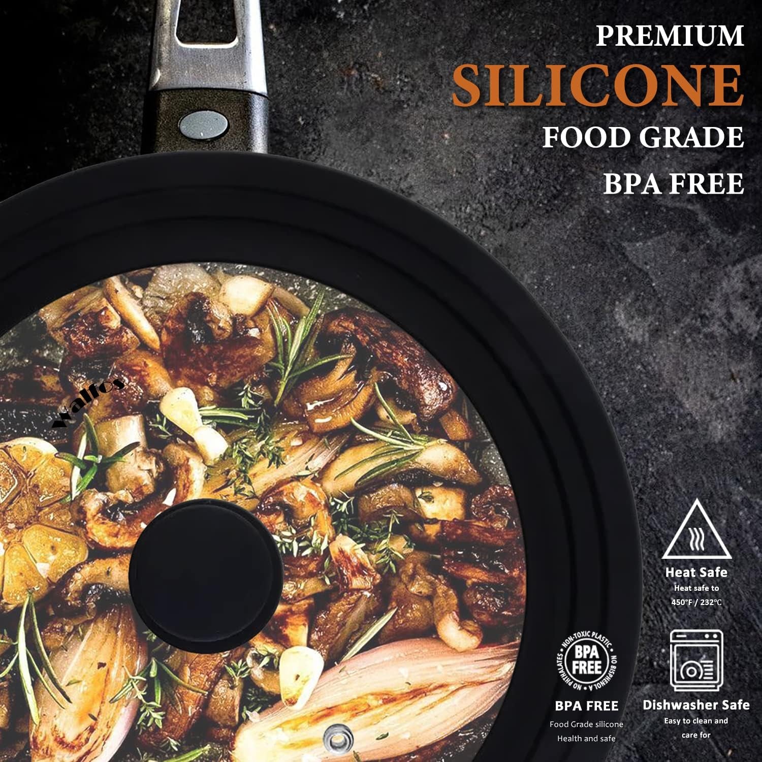 Walfos 3-in-1 Universal Tempered Glass Lid - Space-Saving Cover for 6.5", 7", and 8" Pots & Pans