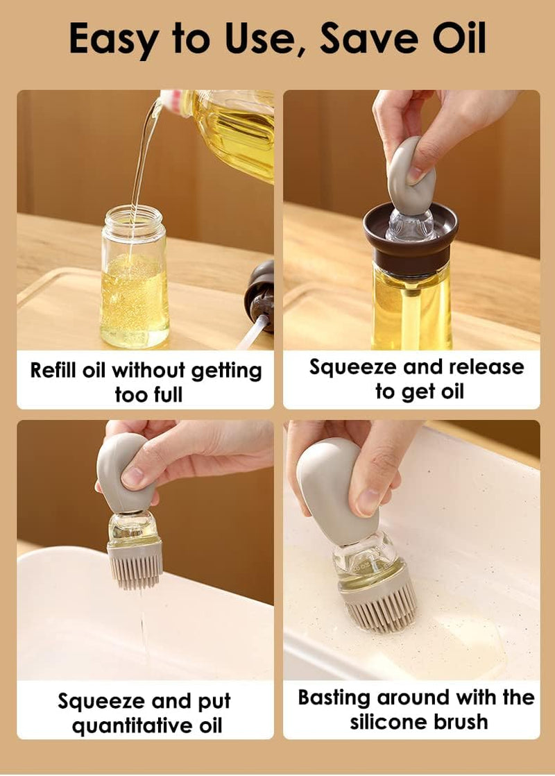 Vital-Habitat™ 2-in-1 Glass Oil Dispenser & Precision Basting Brush – Quantitative Oil Control for Healthy Cooking, BBQ & Baking