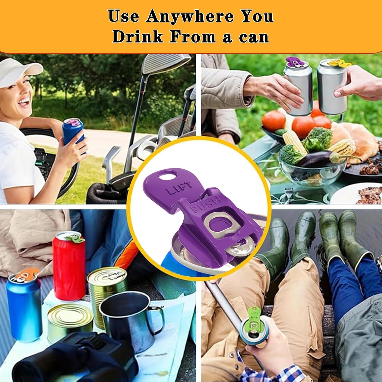 Vital-Habitat™ 6-Pack Easy-Open Can Tab Lever & Beverage Barricade – Nail-Saver Soda Opener with Rotating Dust-Proof Cover
