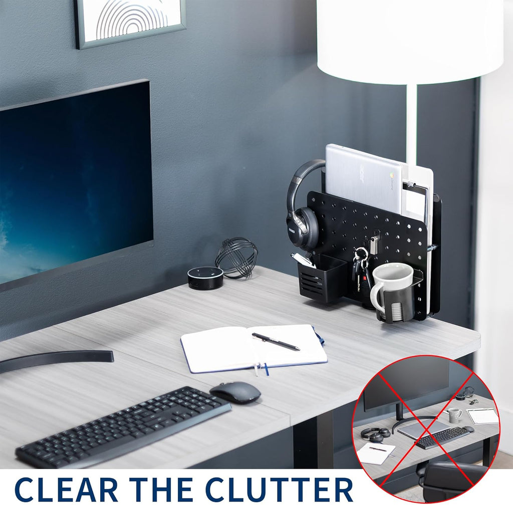Vital-Habitat™ 360° Rotating Clamp-On Desk Organizer – Magnetic Steel Pegboard with Integrated Laptop Holder & 5-Piece Accessory Kit