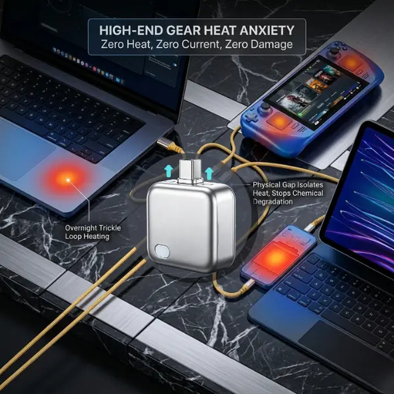 Vital-Habitat™ 140W AI Physical-Disconnect Battery Guard – Smart Auto-Stop USB-C Charging Protector for iPhone, Laptops & Tablets (Safe Overnight Charging)