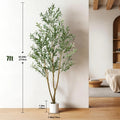 Vital-Habitat™ Lifelike Artificial Olive Tree in Modern White Pot – 5/6/7 FT Faux Silk Indoor Plant for Home & Office Decor