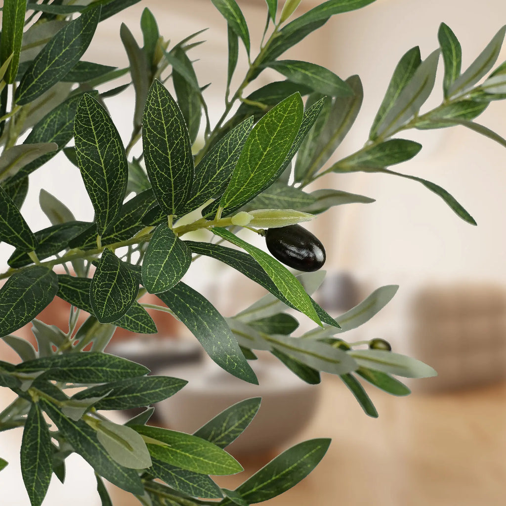 Vital-Habitat™ Lifelike Artificial Olive Tree in Modern White Pot – 5/6/7 FT Faux Silk Indoor Plant for Home & Office Decor