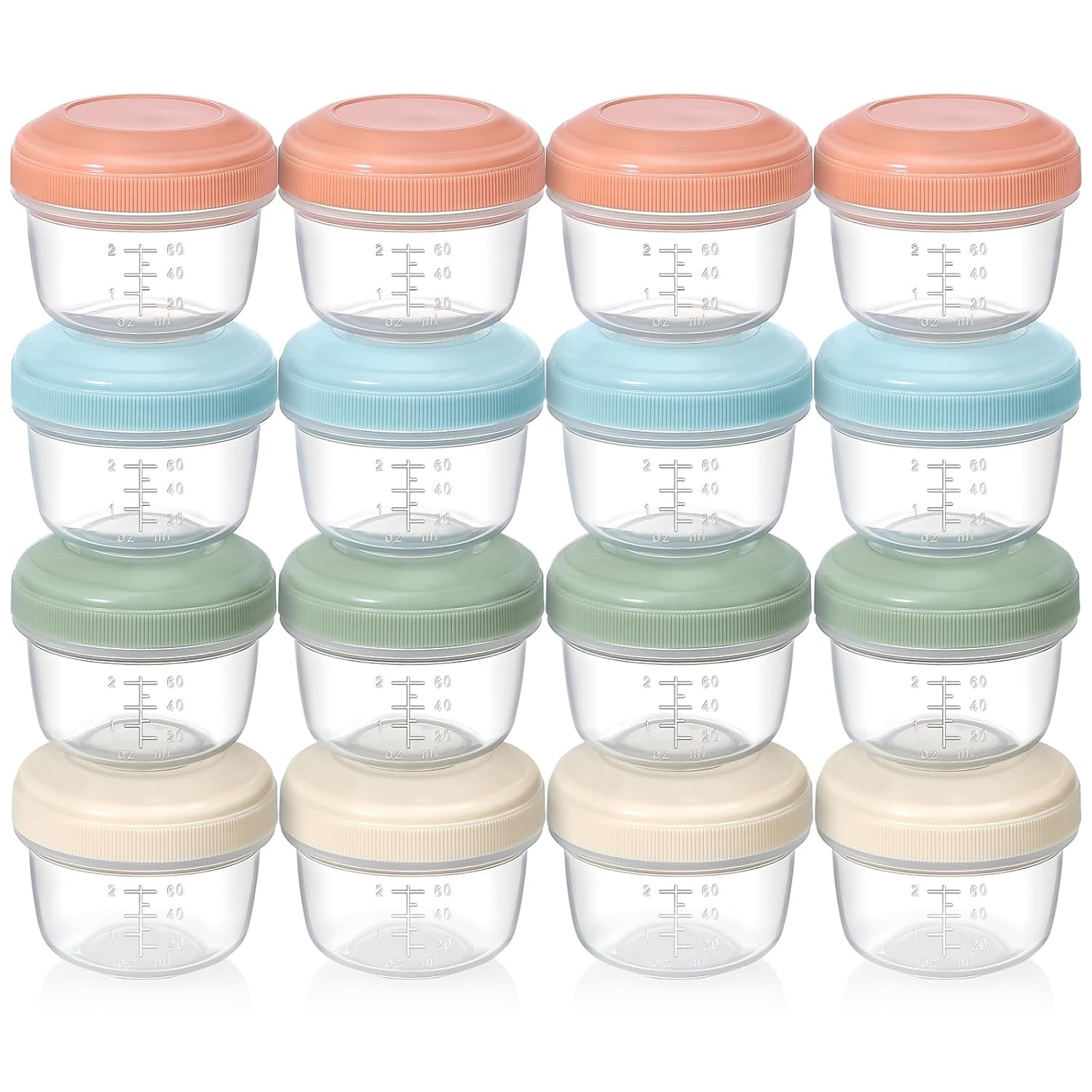 Vital-Habitat™ 16-Pack Stackable Multi-Purpose Storage Containers (4oz) – Leakproof, BPA-Free Jars for Baby Food, Snacks & Meal Prep