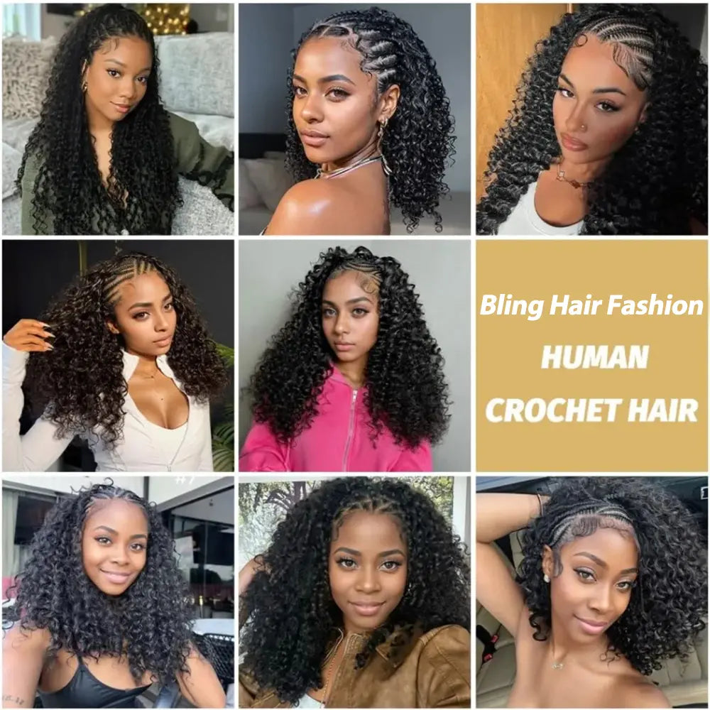 Vital-Habitat™ Premium Burmese Curly Crochet Human Hair – Knotless Pre-Separated Kinky Curly Hair Extensions for Braiding (Natural Black)