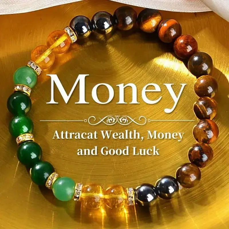 Vital-Habitat™ Money Bracelet with Black Onyx & Tiger's Eye – Luck & Protection Bracelet to Attract Wealth, Abundance, and Prosperity