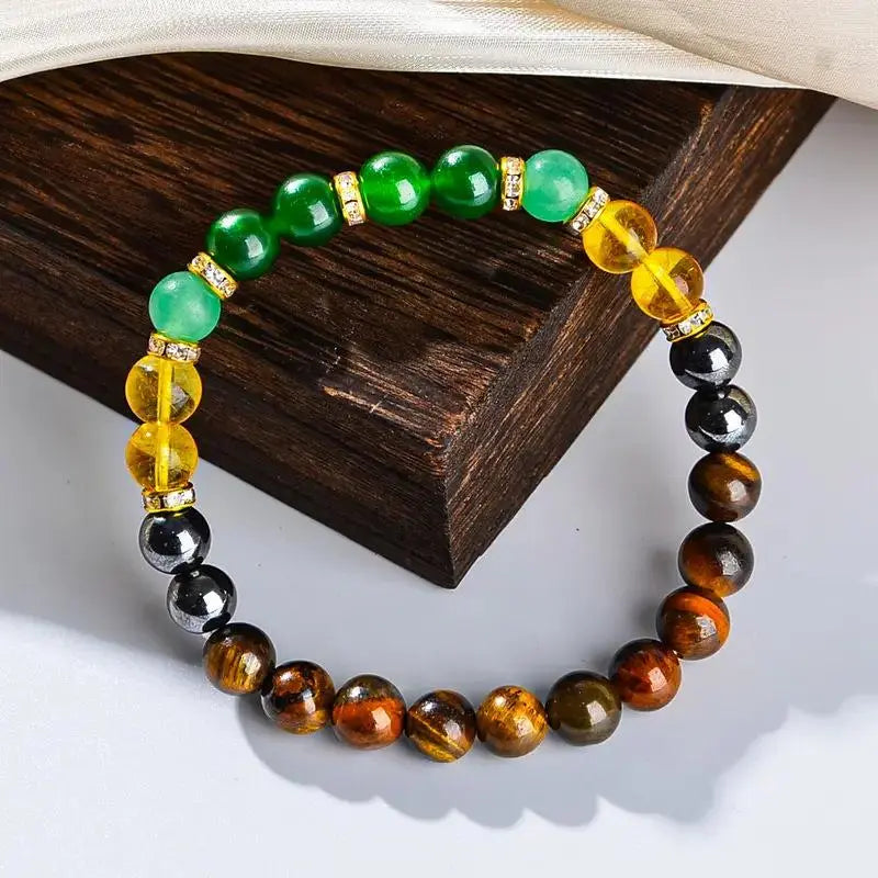 Vital-Habitat™ Money Bracelet with Black Onyx & Tiger's Eye – Luck & Protection Bracelet to Attract Wealth, Abundance, and Prosperity
