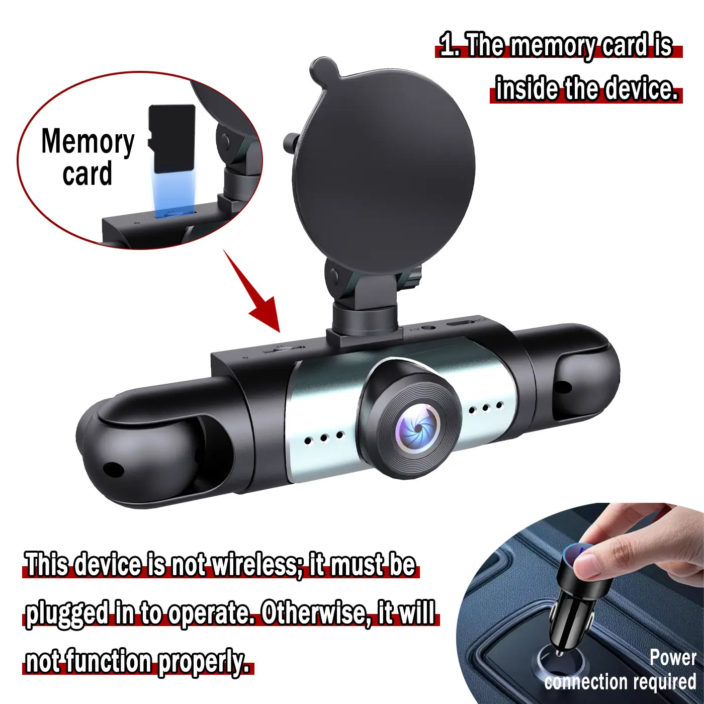 Vital-Habitat™ 4-Channel 360° Dash Cam – 1080P Full HD Front, Rear, Left & Right Dash Camera with Free 64GB SD Card & Night Vision