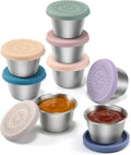 Vital-Habitat™ Premium Stainless Steel Salad Dressing Containers (Set of 8) – 2.4oz Leakproof To-Go Sauce Cups with Silicone Lids