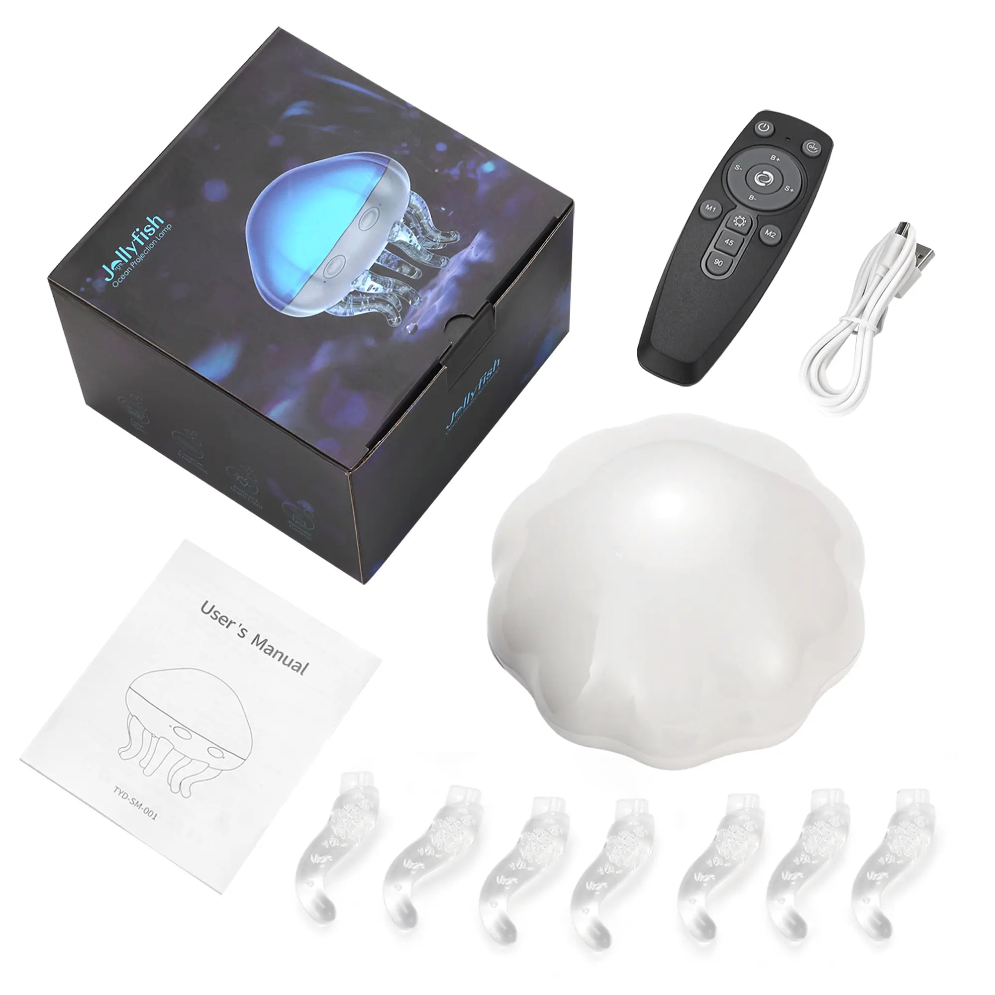 Vital-Habitat™ Jellyfish Ocean Wave Projector – Remote Control LED Nightlight with Timer & USB Power for Kids' Bedroom & Cozy Decor