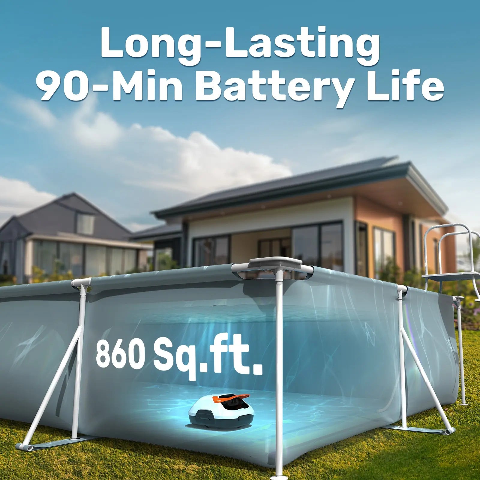 Vital-Habitat™ Cordless Robotic Pool Cleaner – 90-Min Automatic Vacuum for Flat Bottom Above-Ground Pools (Up to 860 Sq.Ft)