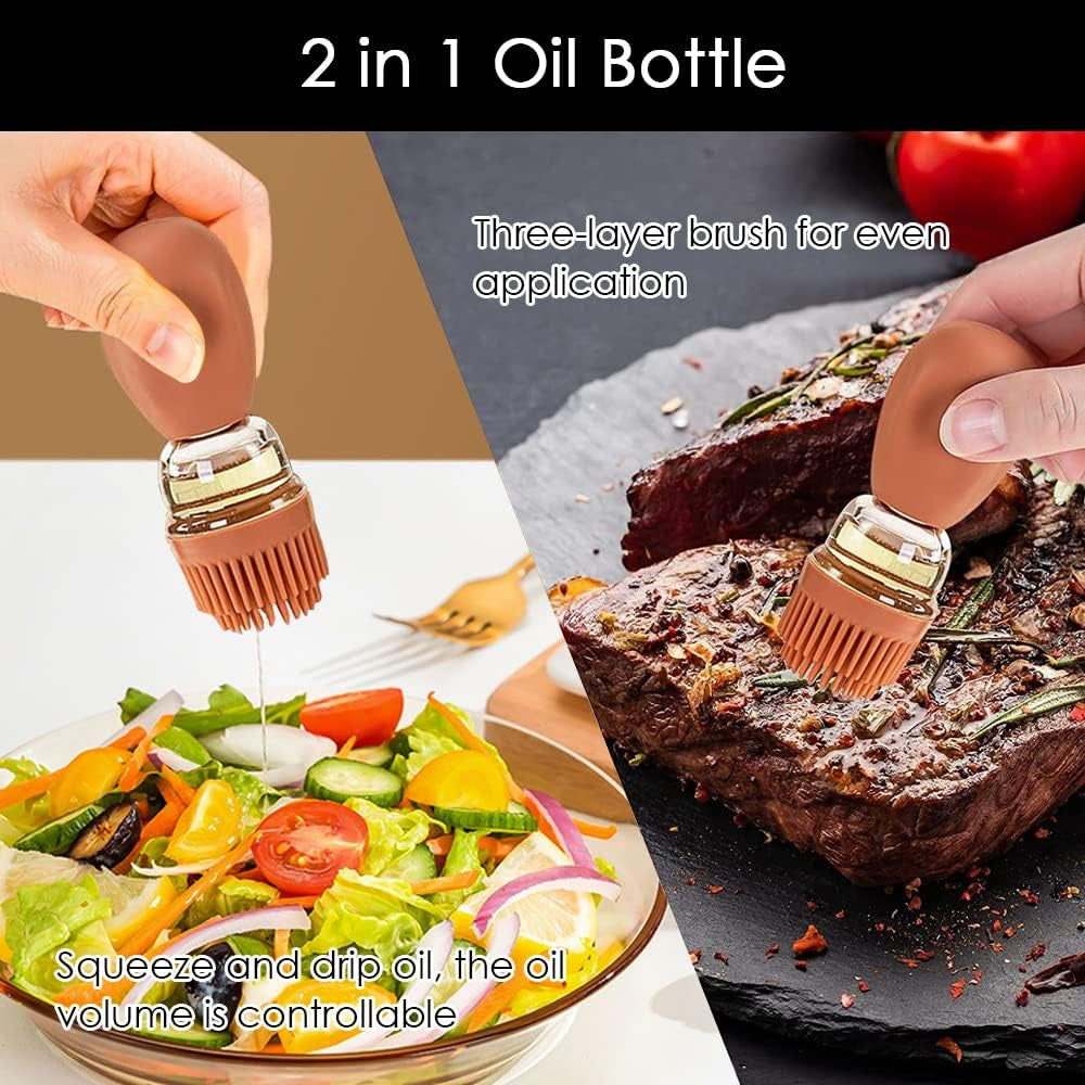 Vital-Habitat™ 2-in-1 Glass Oil Dispenser & Precision Basting Brush – Quantitative Oil Control for Healthy Cooking, BBQ & Baking