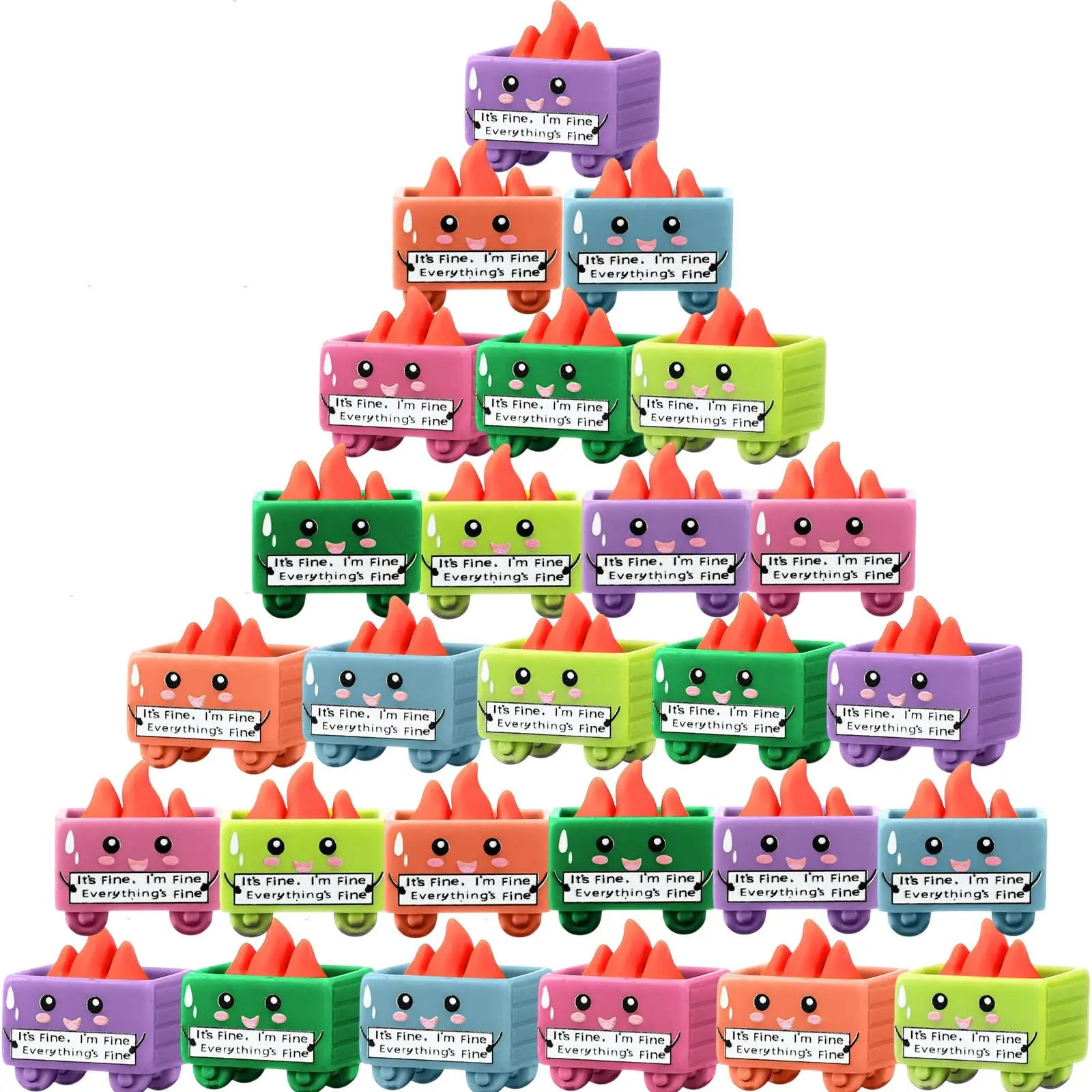 Vital-Habitat™ Mini Luminous Dumpster Fire Ornaments – Glow in the Dark Emotional Support Desk Figures for Coworkers & Office Decor (50/100 Pcs)