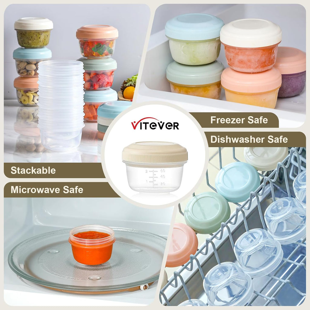 Vital-Habitat™ 16-Pack Stackable Multi-Purpose Storage Containers (4oz) – Leakproof, BPA-Free Jars for Baby Food, Snacks & Meal Prep
