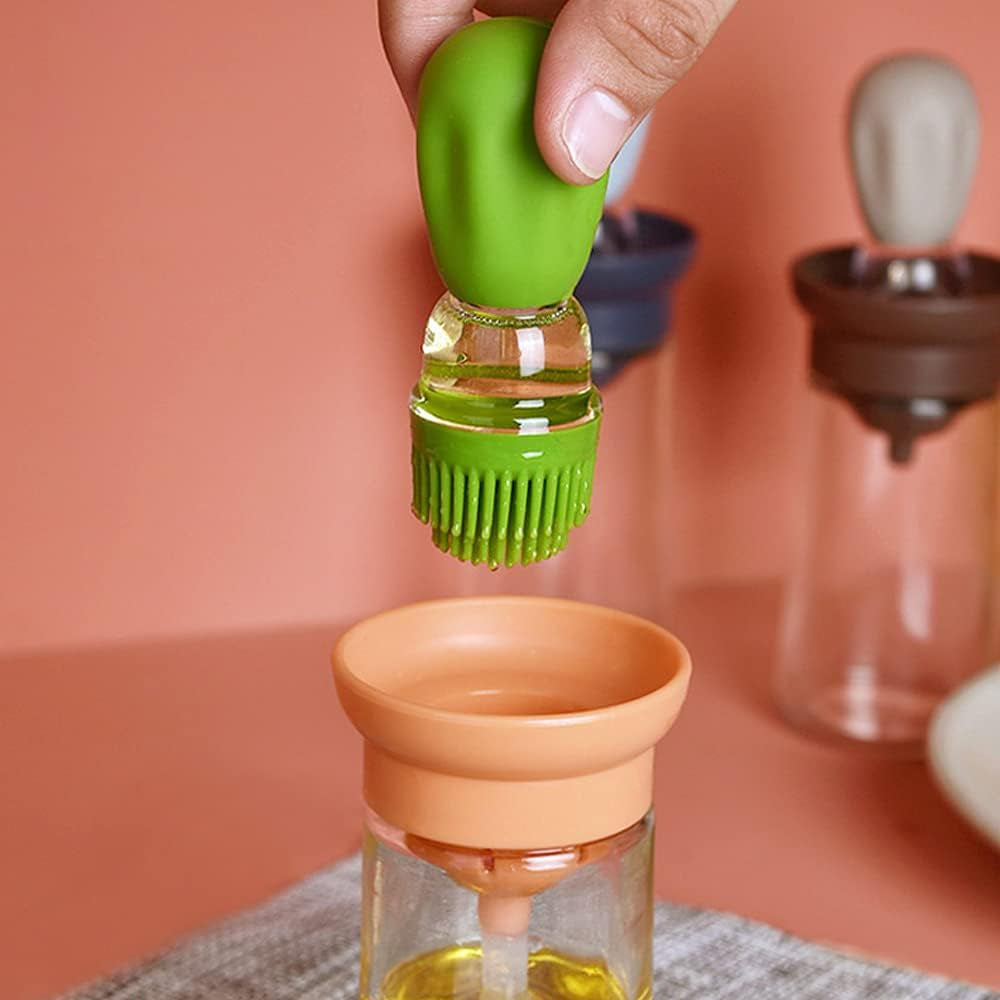 Vital-Habitat™ 2-in-1 Glass Oil Dispenser & Precision Basting Brush – Quantitative Oil Control for Healthy Cooking, BBQ & Baking
