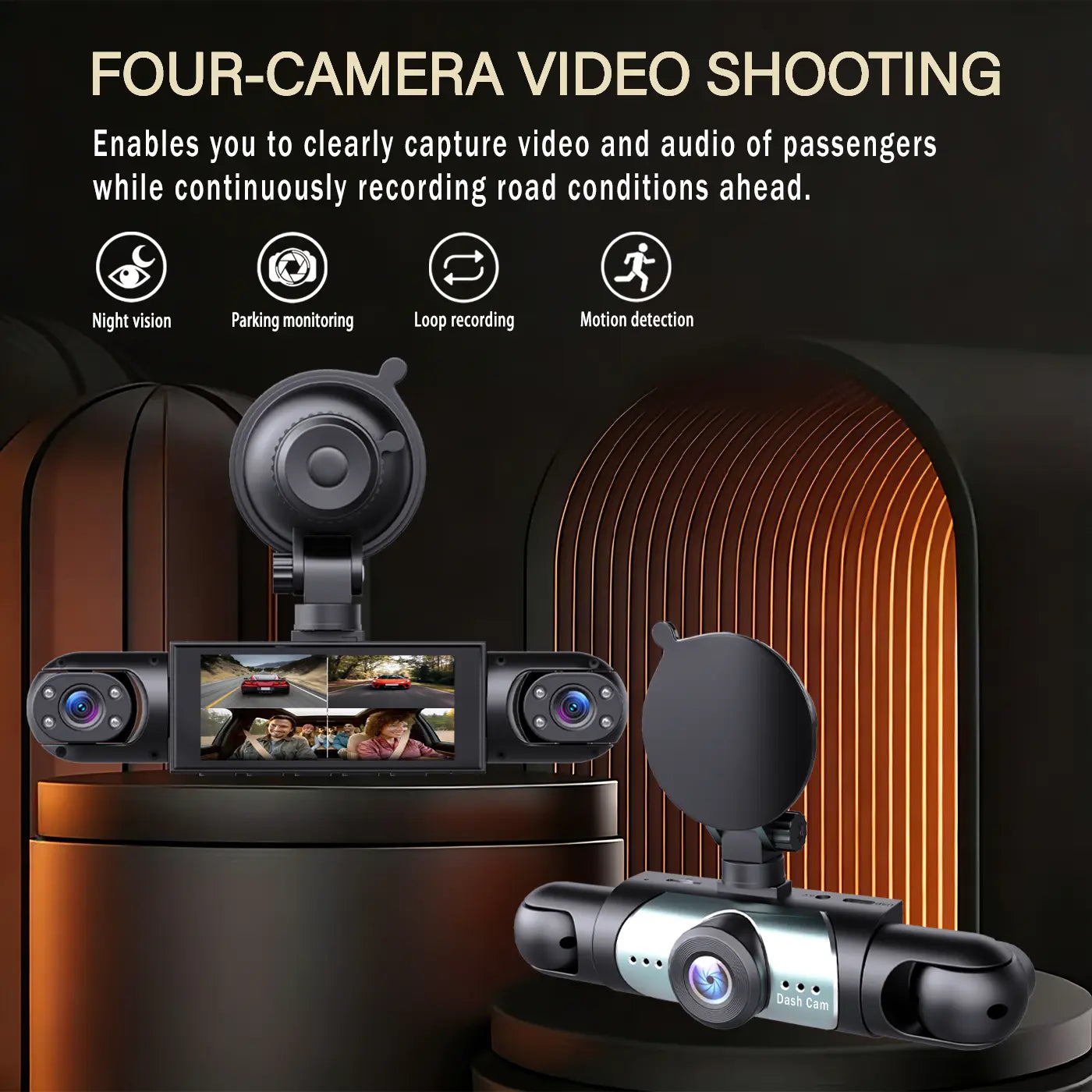 Vital-Habitat™ 4-Channel 360° Dash Cam – 1080P Full HD Front, Rear, Left & Right Dash Camera with Free 64GB SD Card & Night Vision