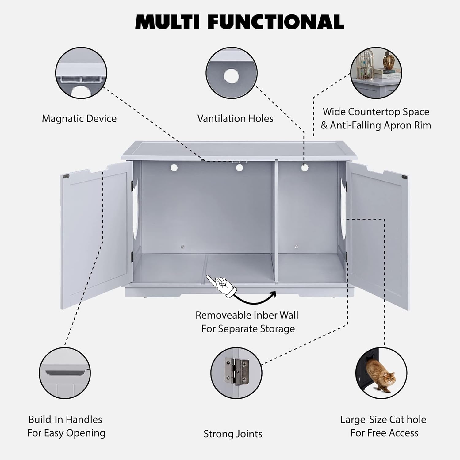 Vital-Habitat™ X-Large Designer Cat Washroom & Hidden Litter Box Enclosure – Premium Storage Bench & Multifunctional Side Table