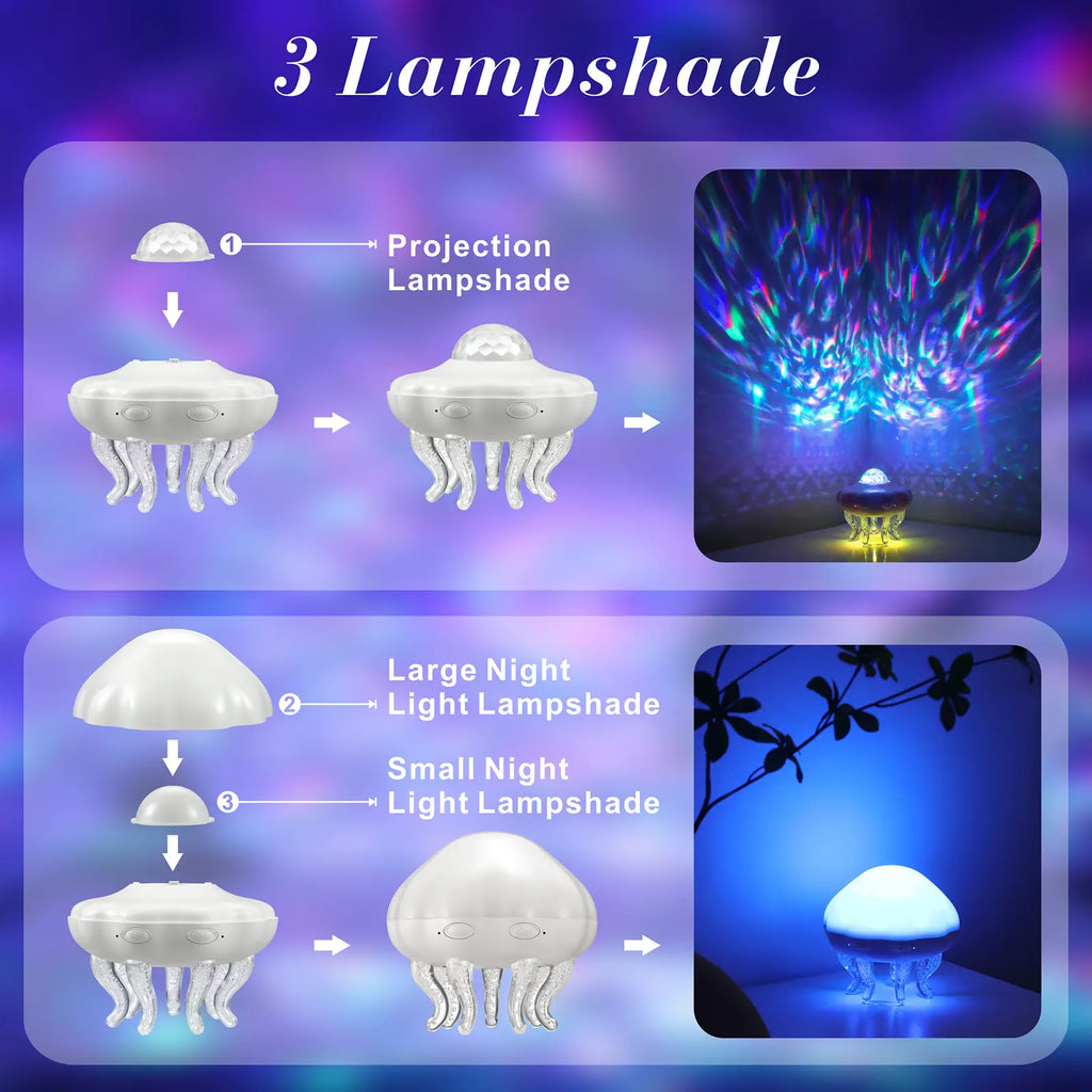 Vital-Habitat™ Jellyfish Ocean Wave Projector – Remote Control LED Nightlight with Timer & USB Power for Kids' Bedroom & Cozy Decor