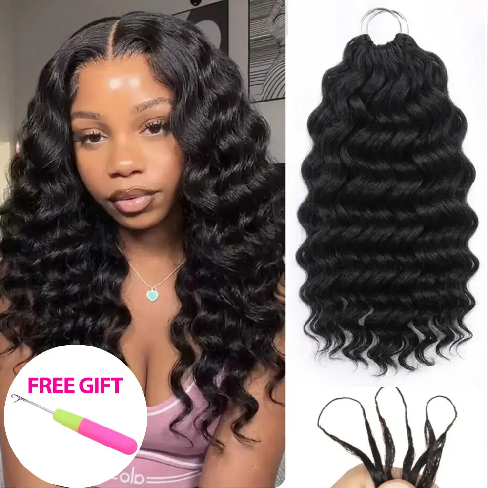 Vital-Habitat™ Premium Burmese Curly Crochet Human Hair – Knotless Pre-Separated Kinky Curly Hair Extensions for Braiding (Natural Black)