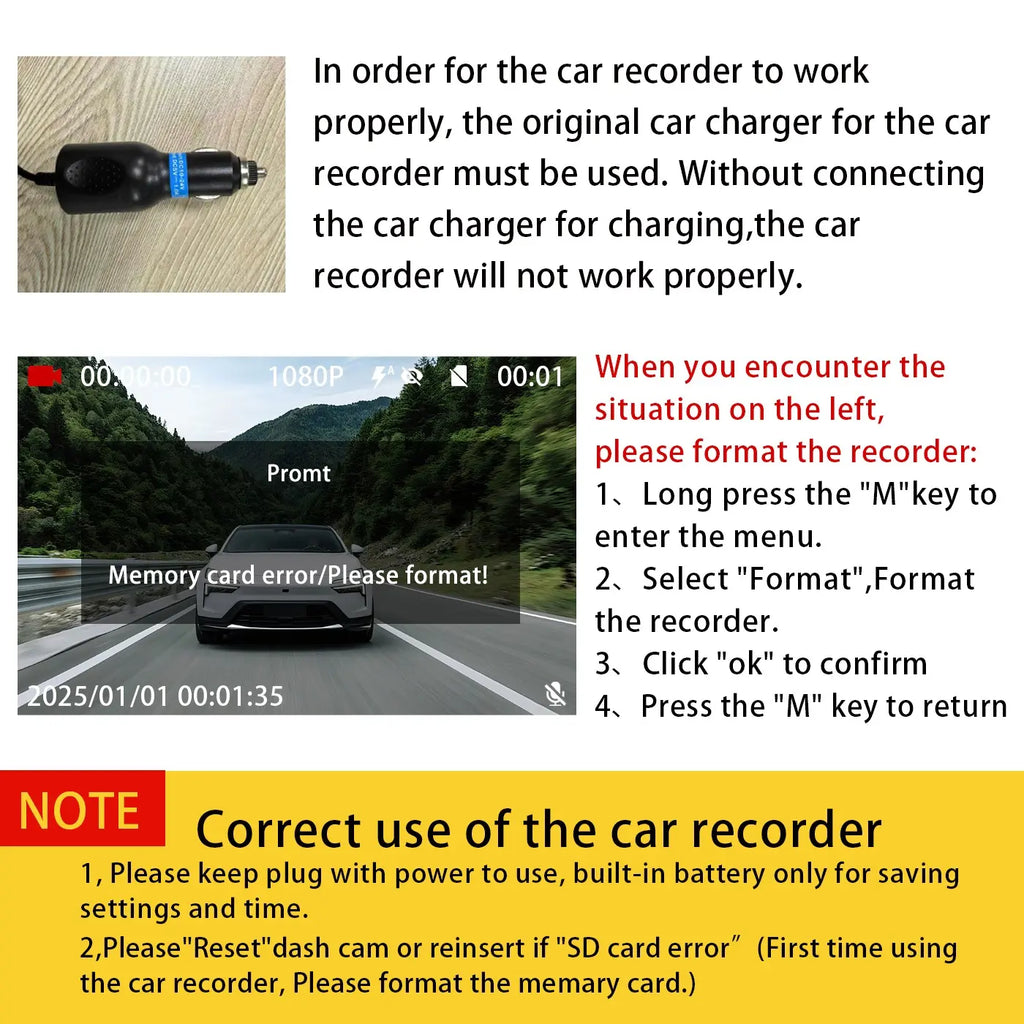 Vital-Habitat™ 4-Channel 360° Dash Cam – 1080P Full HD Front, Rear, Left & Right Dash Camera with Free 64GB SD Card & Night Vision