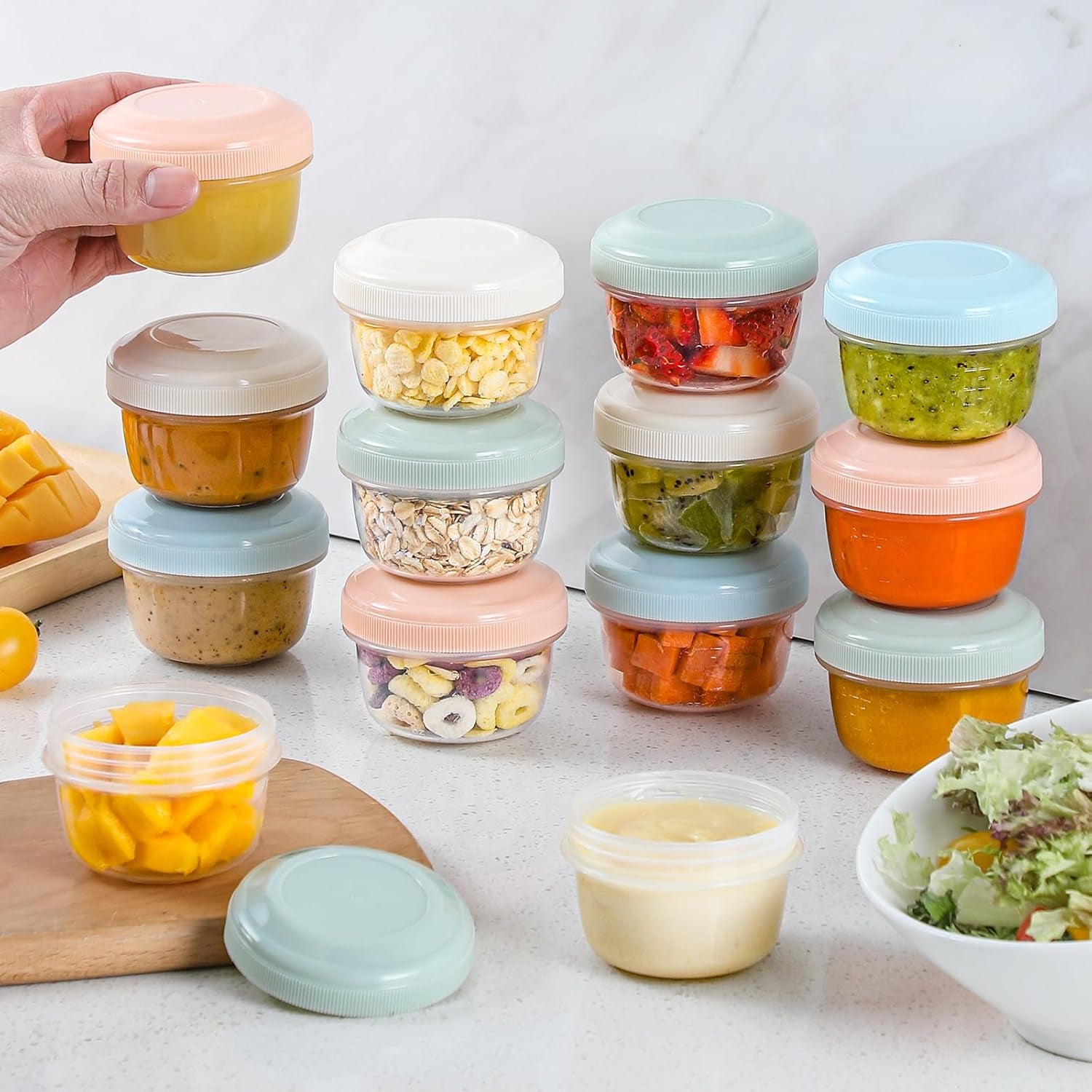 Vital-Habitat™ 16-Pack Stackable Multi-Purpose Storage Containers (4oz) – Leakproof, BPA-Free Jars for Baby Food, Snacks & Meal Prep