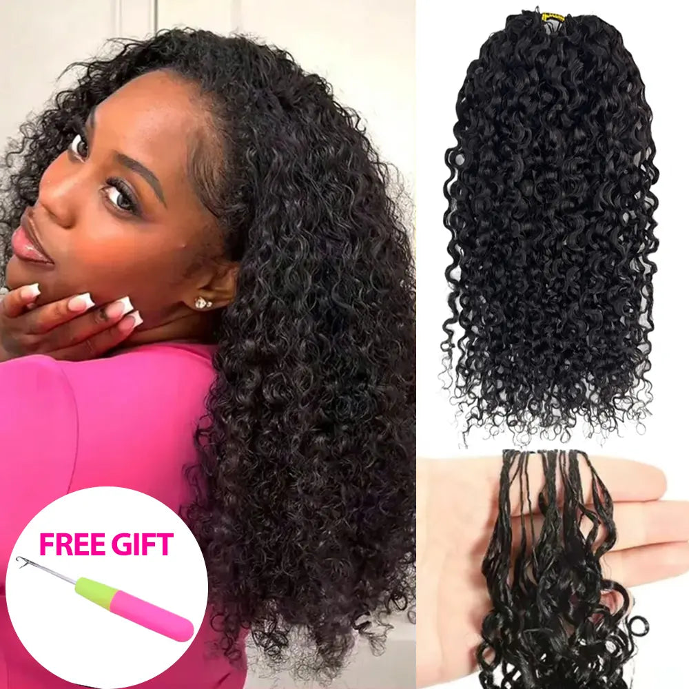 Vital-Habitat™ Premium Burmese Curly Crochet Human Hair – Knotless Pre-Separated Kinky Curly Hair Extensions for Braiding (Natural Black)