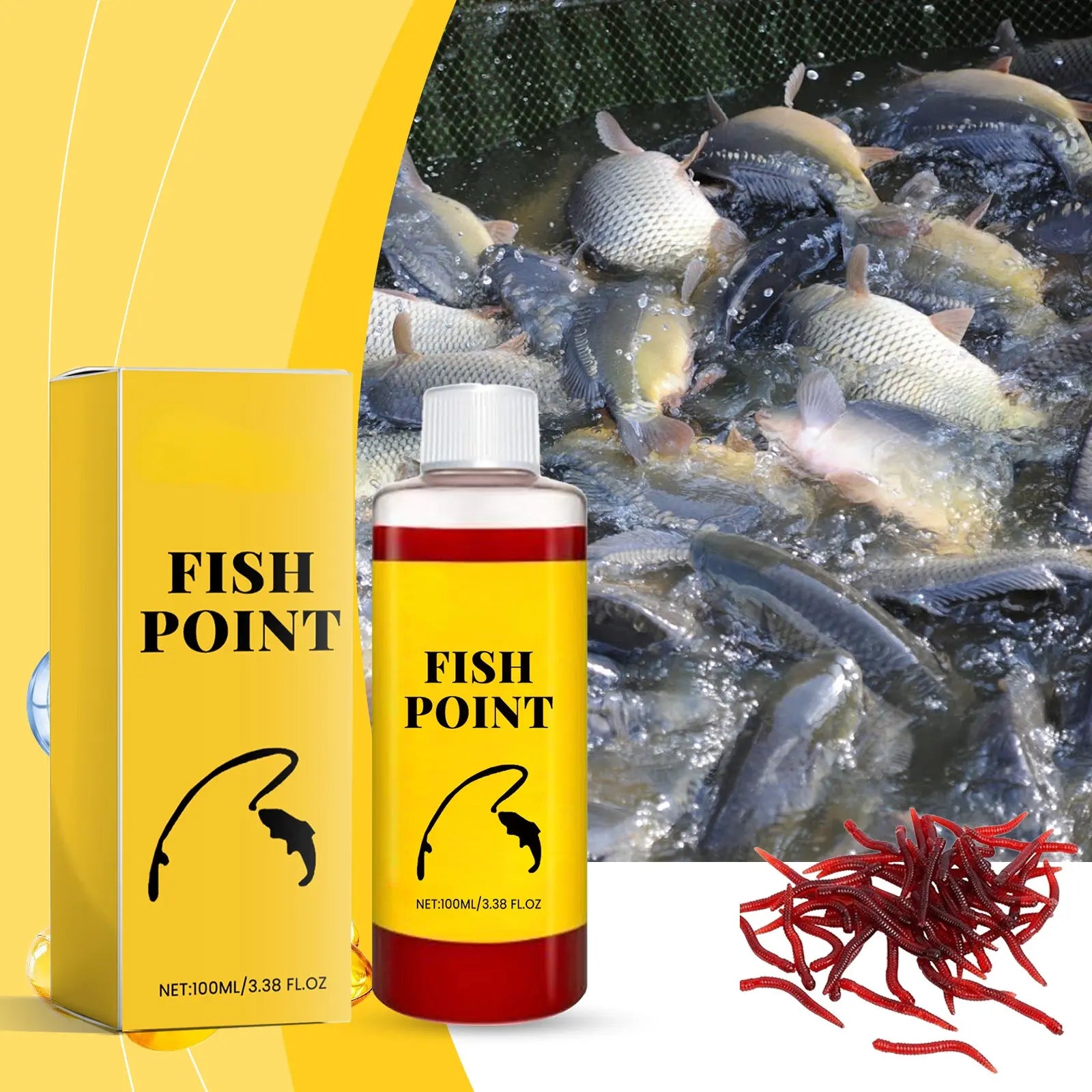 Vital-Habitat™ Concentrated Fish Attractant Liquid – Fast-Acting Red Worm Scent Booster for Freshwater Fishing, Potent Bait Additive for Bass, Carp & Trout